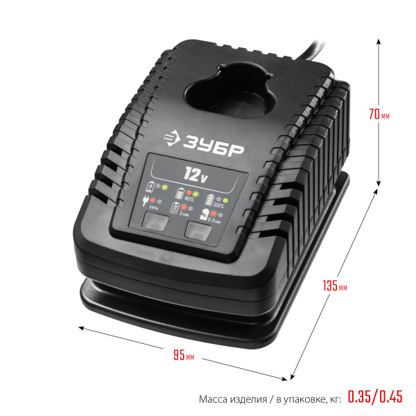 12В, 2А, тип T7, зарядное устройство для Li-Ion АКБ, Профессионал. RT7-12-2 ЗУБР