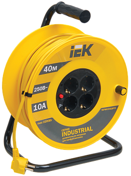 Катушка УК40 с термозащитой 4 места 2P+PE/40м 3х1,0мм2 INDUSTRIAL IEK