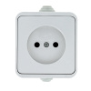 Прага Розетка 1-местная 10А без заземления IP44 белая EKF