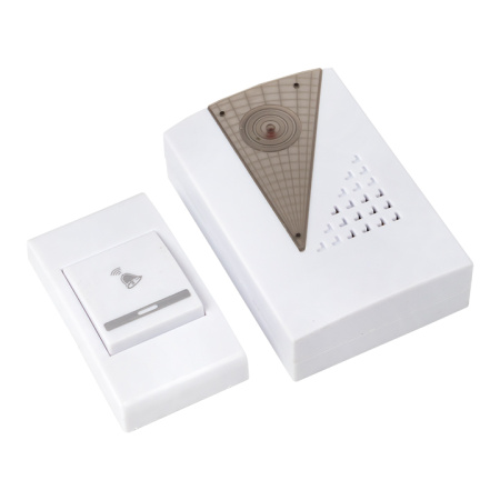 Звонок беспр, на батарейках 004 (бел,-сер, 36 мелод, с индик, 2х1,5В АA дист, 80м) Basic EKF