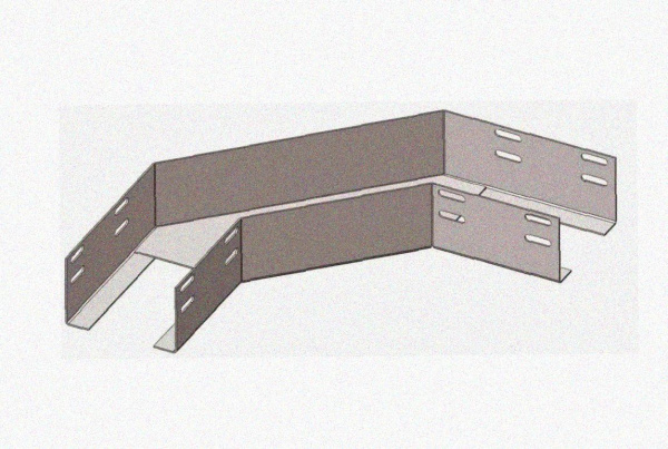 Лоток угловой глухой КГГ 400х150-135 УТ1,5 поворот на 135, оцинкованный лист S1,5