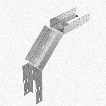 Лоток замковый перфорированный КСЗ 600х100-90 (Rп300) УХЛ1 для поворота трассы вниз на 90, радиус поворота трассы 300 мм, горячее цинкование, S1,5