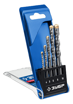 ПРОФЕССИОНАЛ 5 шт: d 4-5-6-8-10 мм набор сверл по бетону усиленных, 3-х гранный хвостовик ЗУБР