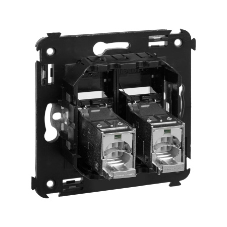 Компьютерная розетка RJ-45 в стену, кат.5e двойная экранированная,"Avanti", "Черный квадрат" DKC