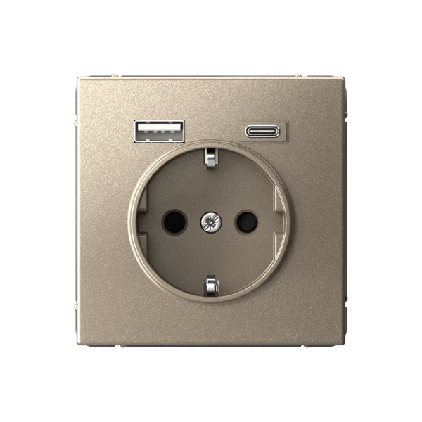 ARTGALLERY РОЗЕТКА 16А с 2 USB A+C, 5В/2,4А/3,0А, 2х5В/1,5А, механизм, ШАМПАНЬ Systeme Electric