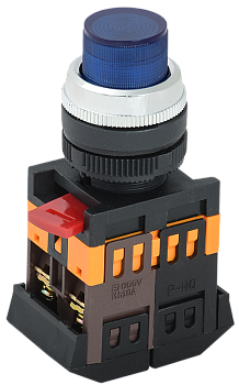 Кнопка ABLFP-22 синий d=22мм неон/240В 1з+1р IEK
