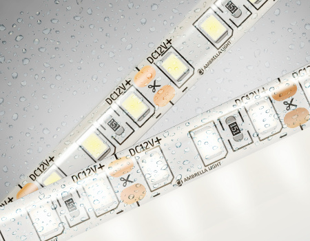 Светодиодная лента GS1202 2835 120Led/ 9.6W m/ 12V IP65 4500K/ 5000*8*2.27mm/ кратность резки 25mm (2 конт.) Ambrella Light