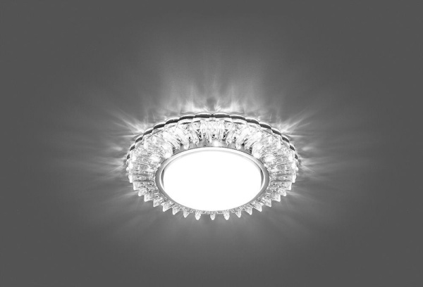 Светильник встраиваемый с белой LED подсветкой Feron CD4025 потолочный GX53 без лампы прозрачный