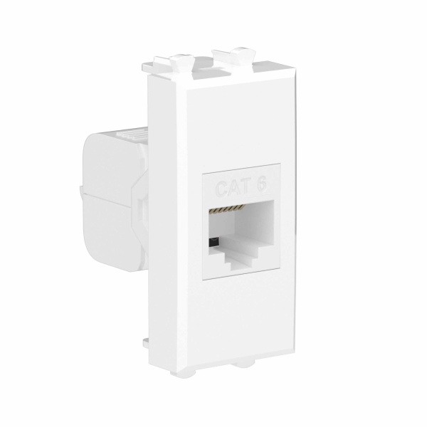 Компьютерная розетка RJ-45 без шторки модульная, кат.6, "Avanti", "Белое облако", 1 модуль DKC