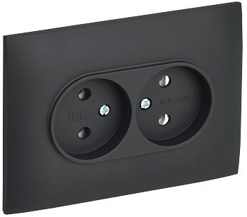 SKANDY Розетка 2-местная без заземления без защитных шторок 10А в сборе SK-R10G графит IEK