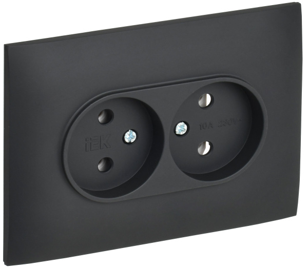 SKANDY Розетка 2-местная без заземления без защитных шторок 10А в сборе SK-R10G графит IEK