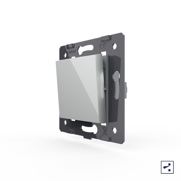 Одноклавишный проходной механический выключатель, цвет серый (механизм) Livolo