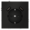 Розетка встраиваемая Voltum S70 с заземлением и защитными шторками, 16А, с USB, A+A, (черный матовый