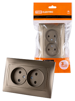 Розетка двойная 2П 10А 250В  бронза "Лама" TDM