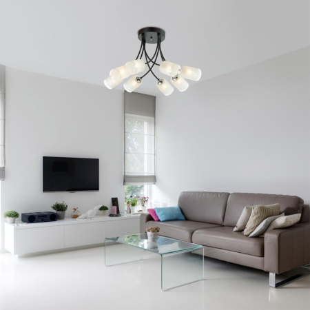 Люстра потолочная E27 8*60W 220V PAULA черный,хром LUMION