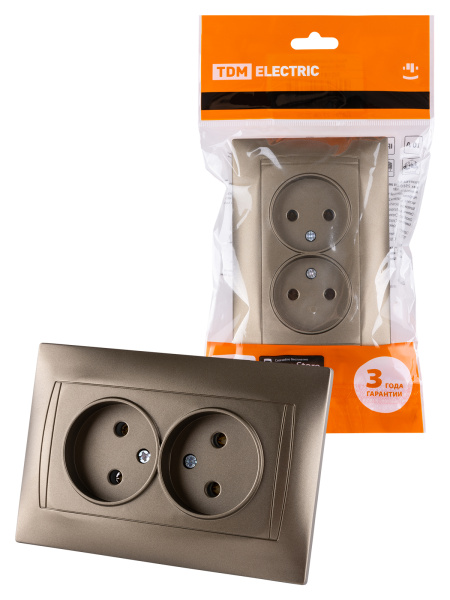 Розетка двойная 2П 10А 250В  бронза "Лама" TDM