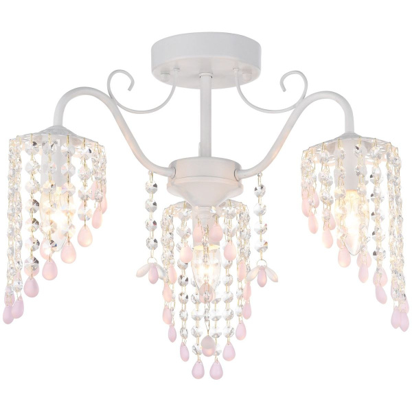 Люстра потолочная Белый/Прозрачный, Розовый E14 3*60Вт 328-007-03 VELANTE