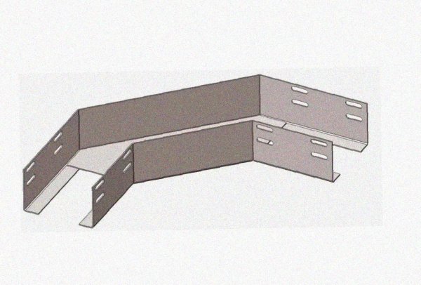 Лоток угловой перфорированный КГ 250х100-90 У3 поворот на 90, окрашенный, S1,5