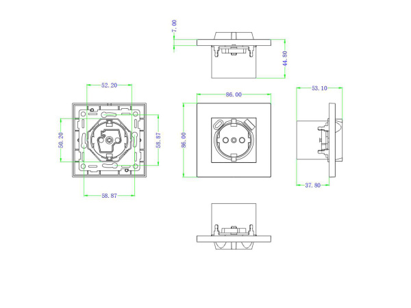 Donel N96 Розетка Schuko с зарядным устройством USB A+C, с защитными шторками, Бронза, серия DT