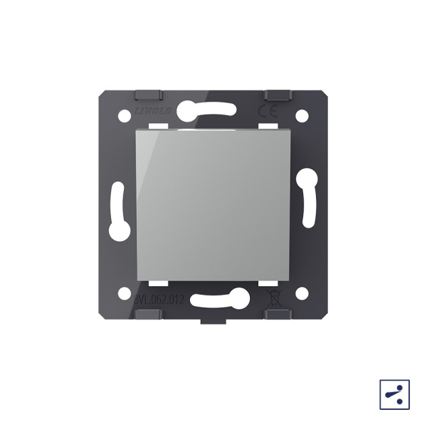 Одноклавишный проходной механический выключатель, цвет серый (механизм) Livolo