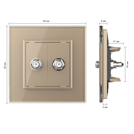 Розетка спутниковая SAT двойная Золотая Livolo
