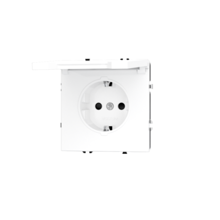 Розетка встраиваемая Voltum S70 с заземлением, защитными шторками и крышкой 16А, (белый глянцевый)
