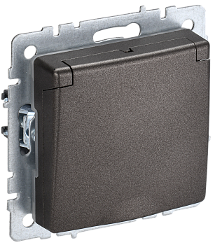 BRITE Розетка 1-местная с з/з с защитными шторками и крышкой 16А IP20 РСбш10-3-БрТБ темная бронза IE