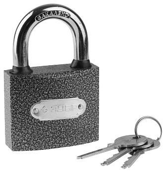Замок "Мастер" навесной, металлический корпус, закаленная дужка, 63мм ЗУБР