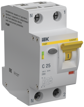 KARAT Устройство защиты от дугового пробоя c автоматическим выключателем 1P+N C 25A IEK