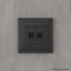 Компьютерная розетка RJ-45 без шторки в стену, кат.6А двойная, "Avanti", "Черный матовый" DKC