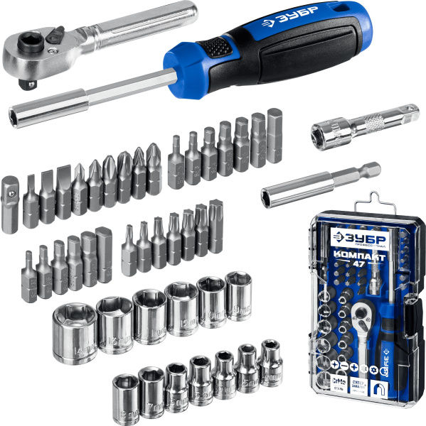 Компакт-47 набор: отвертка-битодержатель с насадками 47 шт ЗУБР