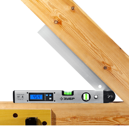 Угломер электронный 3 в 1, 400 мм, Диапазон 0-230°, Точность ±0,1°, HOLD, Подсветка, Фиксация угла, Профессионал ЗУБР