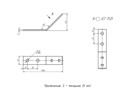 STRUT-пластина угловая 135гр, 4 отверстия HDZ EKF