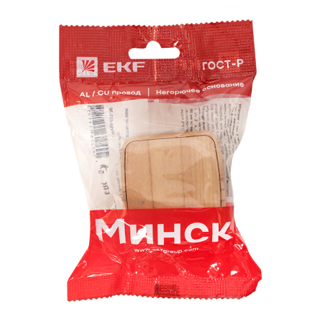 Минск Выключатель 1-клавишный ОП 10А светлое дерево EKF