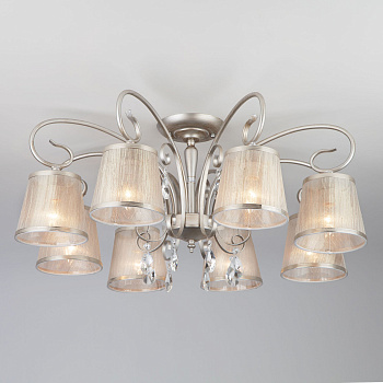 Потолочная люстра с абажурами 8*E14 40Вт серебряный IP20 Liona (60065/8 серебро) Eurosvet
