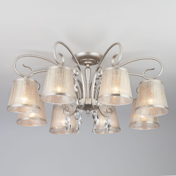 Потолочная люстра с абажурами 8*E14 40Вт серебряный IP20 Liona (60065/8 серебро) Eurosvet