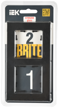BRITE Рамка 2-мест. РУ-2-2-Бр стекло черн. матовый IEK