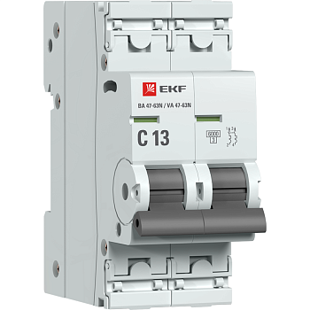 Выключатель автоматический ВА МОД 2П 13А C 6кА ВА 47-63N PROxima EKF