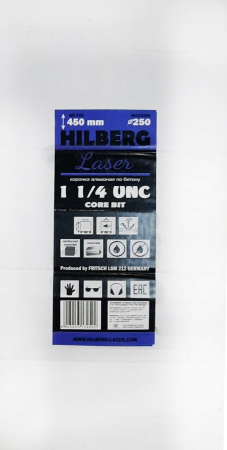 Коронка алмазная 250*450 Laser 1 1/4 UNC HD725 Hilberg