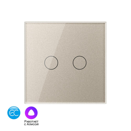 Двухклавишный умный сенсорный выключатель EC, 1 пост, цвет шампань Livolo