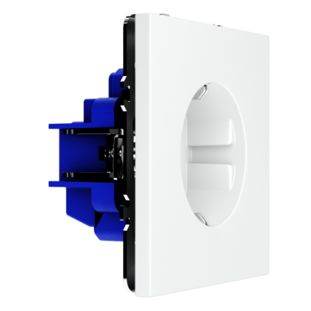 Розетка встраиваемая Voltum S70 с заземлением и защитными шторками, 16А, (белый матовый)