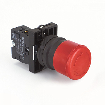 Кнопка управления "Грибок" Φ30мм фиксацией NP2-ES442 без подсветки красная 1НЗ, IP40 (R) CHINT