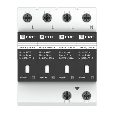 Ограничитель импульсных напряжений ОПВ-B 4П In 30кА 400В с сигн. EKF PROxima 