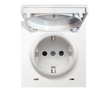 Накладка для розетки Schuko с заземлением, с крышкой, 16A 250 В,матовый белый, серия DA