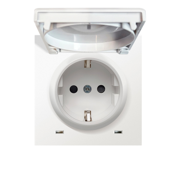 Накладка для розетки Schuko с заземлением, с крышкой, 16A 250 В,матовый белый, серия DA
