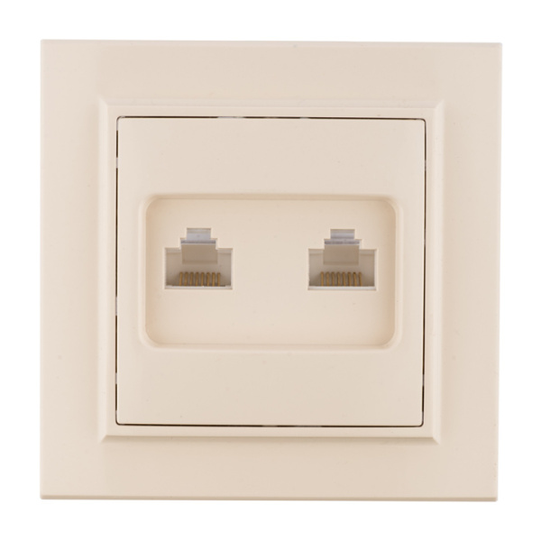 Минск Розетка RJ-45 2-местная СП бежевая EKF Минск Розетка RJ-45 2-местная СП бежевая EKF