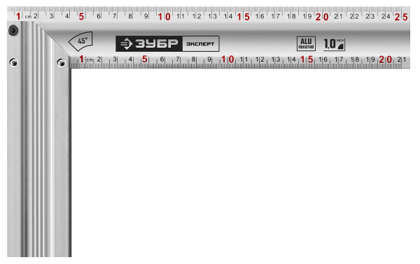 ЭКСПЕРТ 250 мм жесткий столярный угольник с усиленным алюминиевым полотном ЗУБР