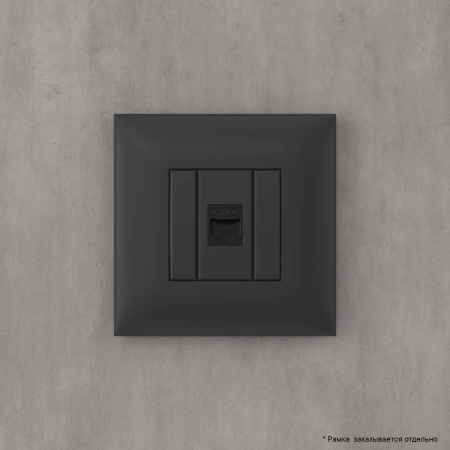 Компьютерная розетка RJ-45 без шторки в стену, кат.6 одинарная, "Avanti", "Черный матовый" DKC