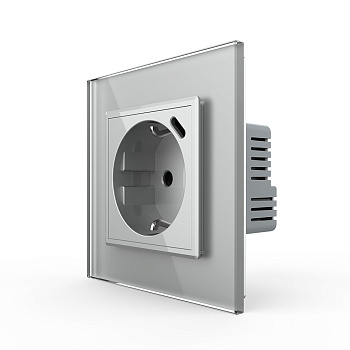 Розетка электрическая + USB type-C с блоком питания 18W Livolo 1 пост Серая VL-C7CTF16A.UC18W-2IP