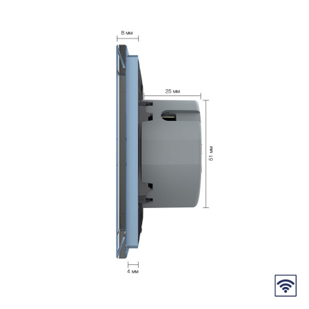 Сенсорный радиоуправляемый выключатель 2 клавиши (1-1), 2 поста Синий Livolo